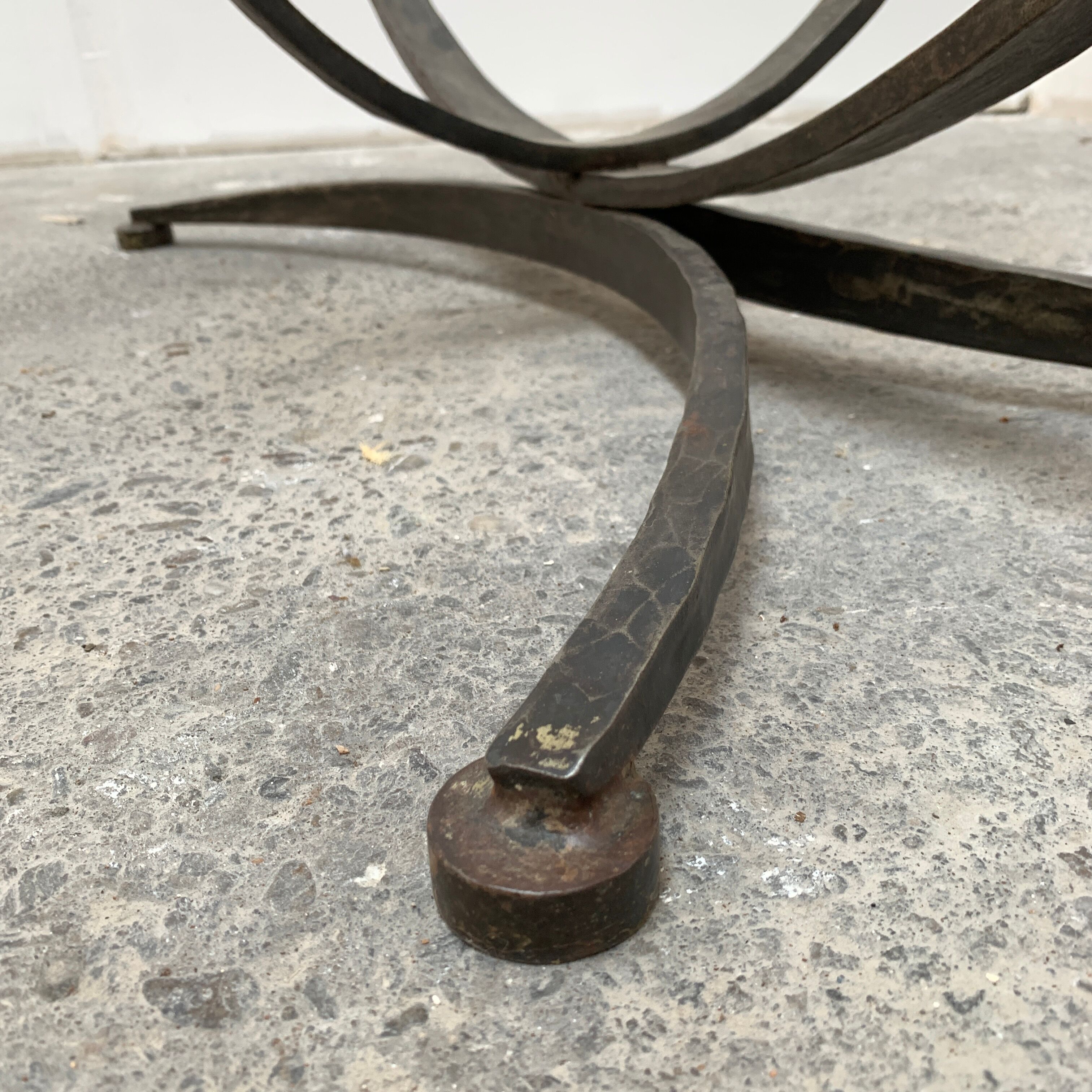 Granite and hammered wrought iron coffee table