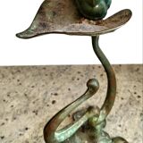 Set of four organically shaped bronze candlesticks in Art Nouveau style