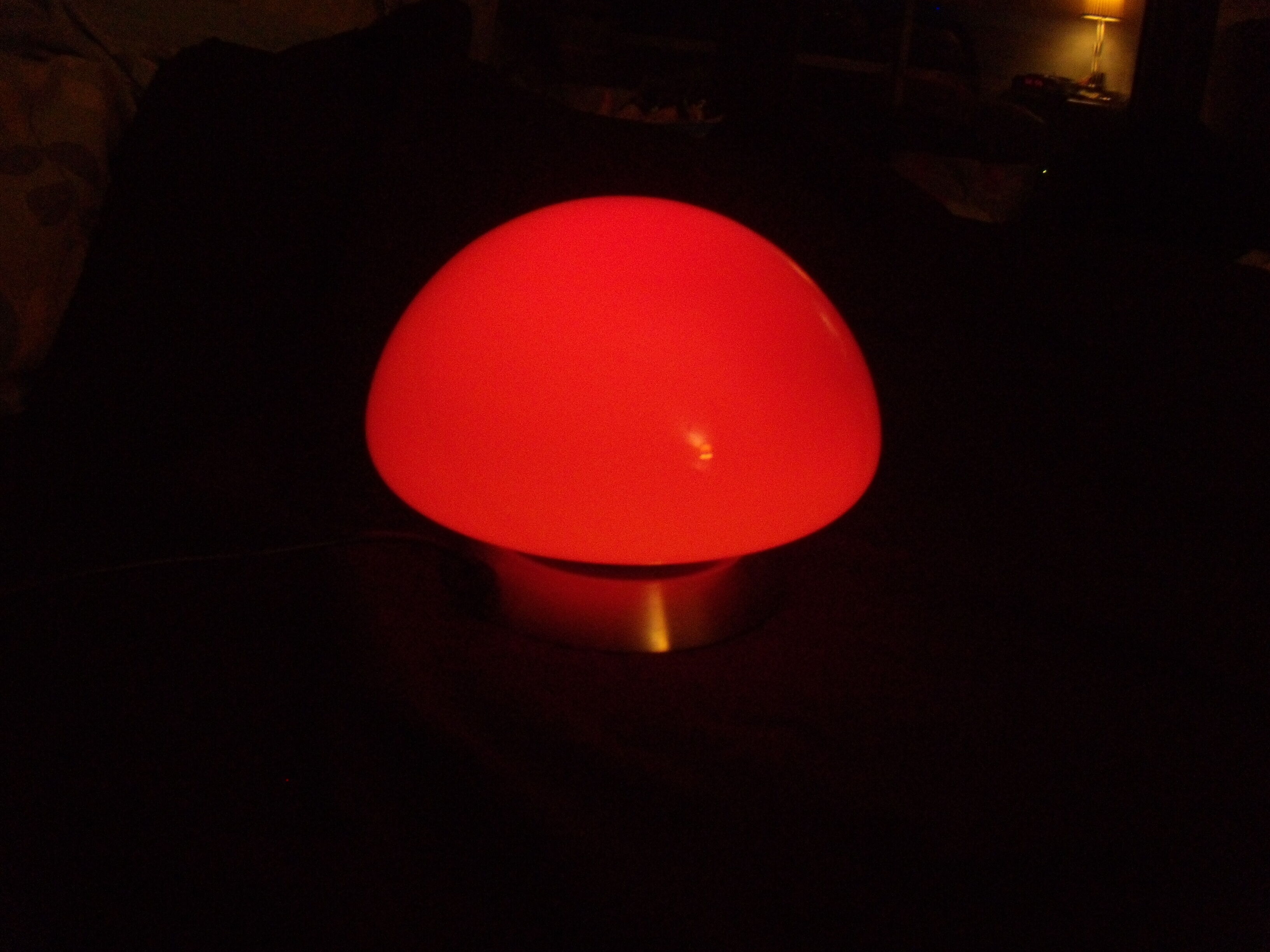 Vintage lamp in the shape of orange mushroom "UFO touch lamp"