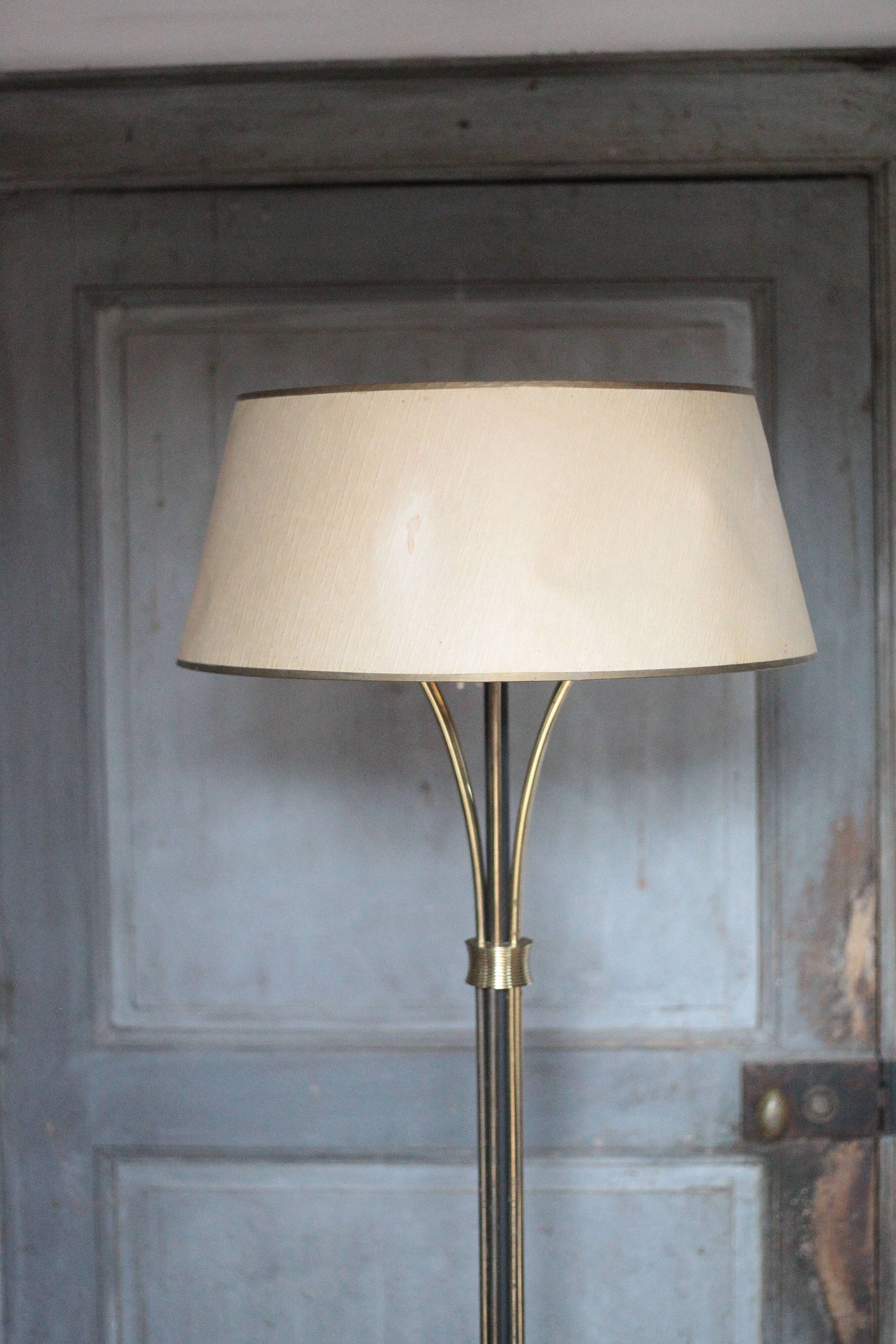 1950s floor lamp published by Maison Arlus, vintage standing lamp.