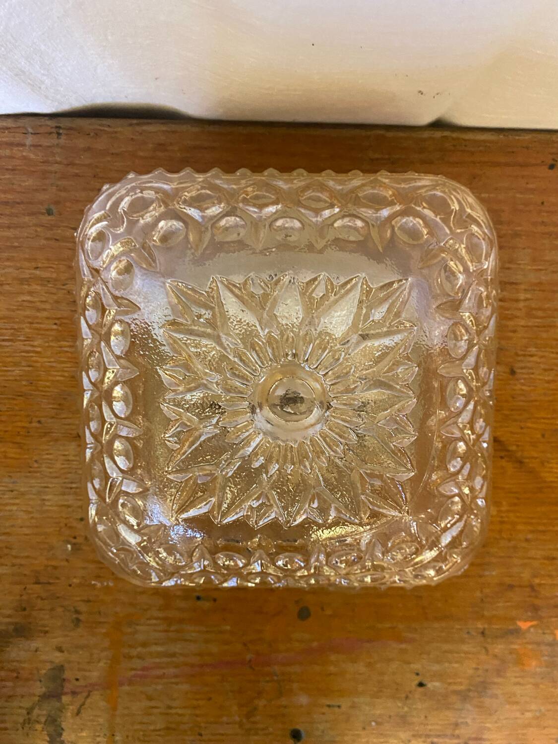 Antique Gold Molded Glass Wall Light Ceiling Lamp + Black Wine Metal Bracket