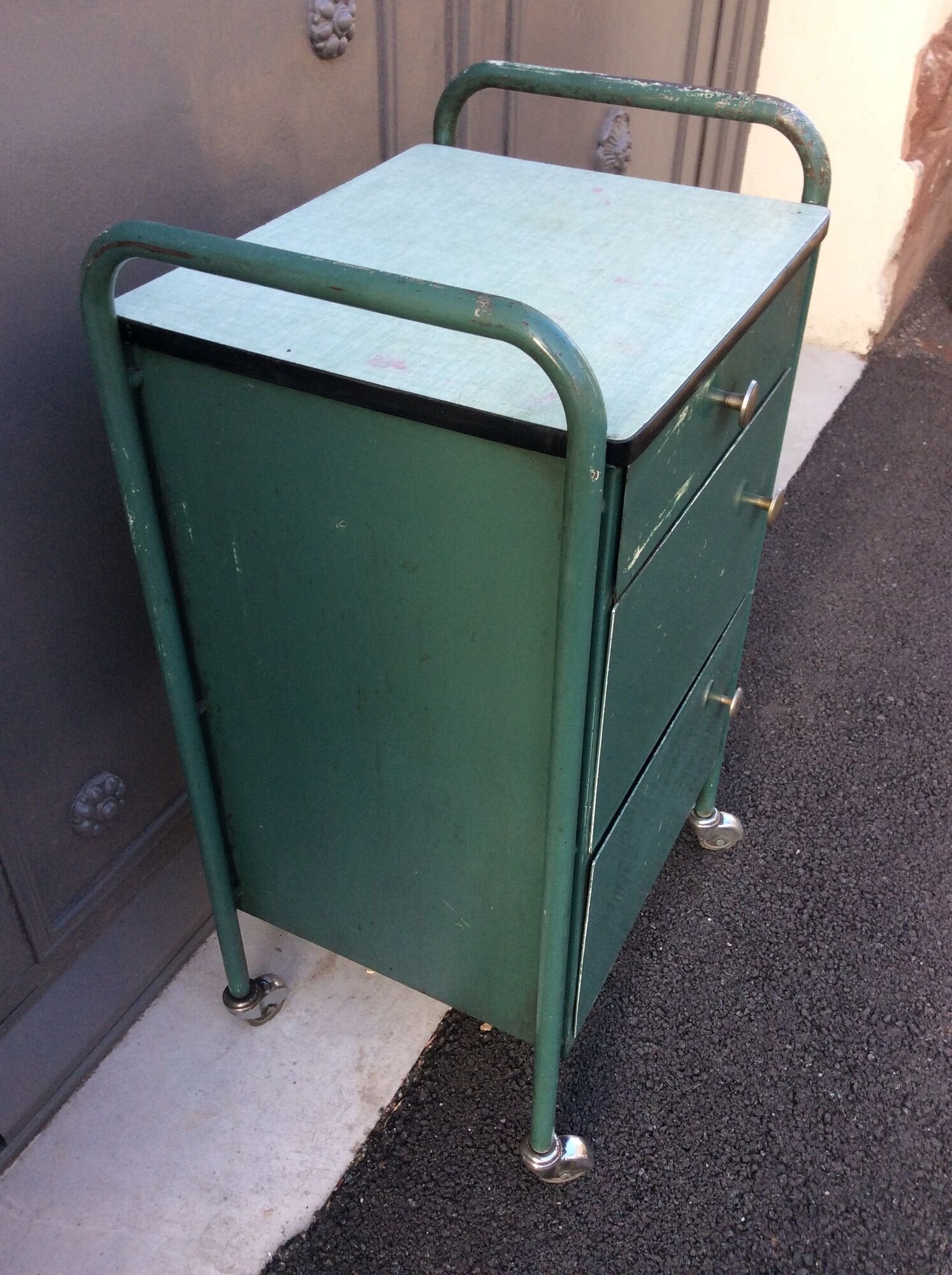 Old industrial maid, vintage bedside industrial factory 1950s
