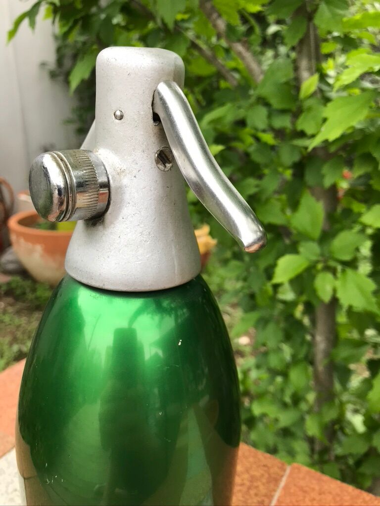 Siphon green aluminium, vintage 1960