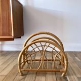 Rattan and bamboo magazine rack from the 60s