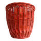Bohemian Mid-Century Coral Red Wicker Basket, France, circa 1960s
