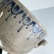 Old stoneware hot water bottle / casserole from Saint Uze, blue decoration, early 20th century.