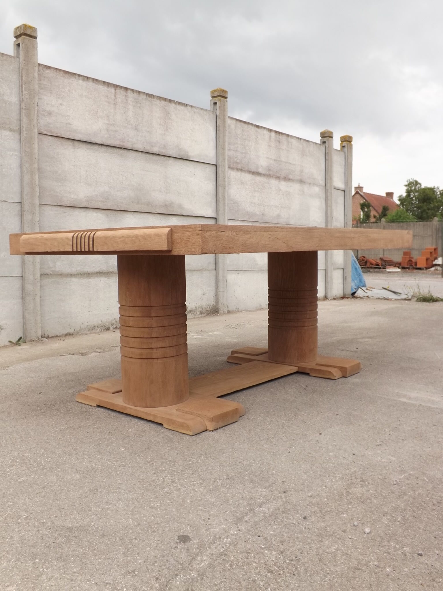 Oak table by Charles Dudouyt brutaliste art deco 1930
