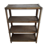 On feet vintage rattan shelf