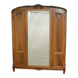 Majestic solid walnut wardrobe. Stamped work, late 19th century.