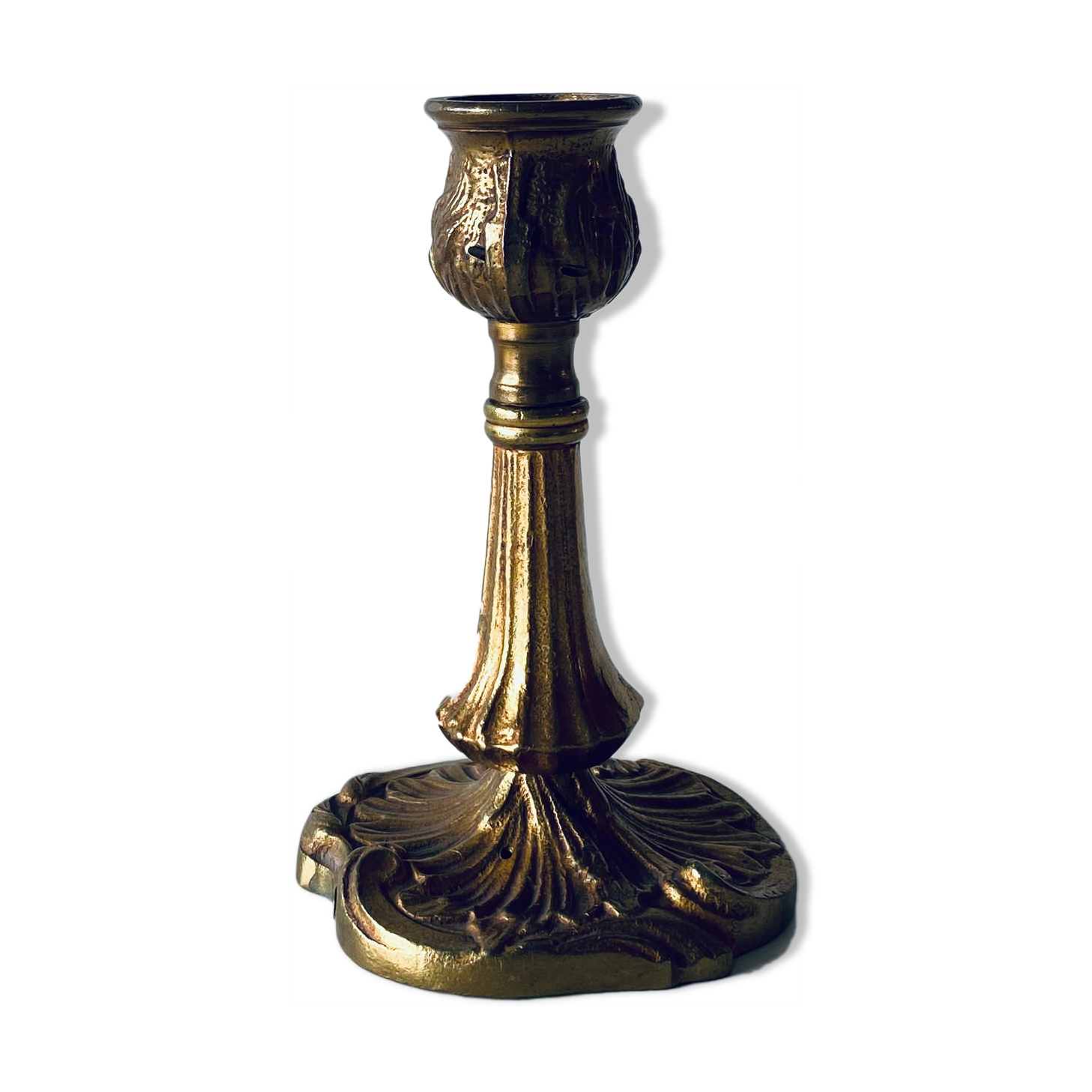 Bougeoir classique ancien en bronze doré