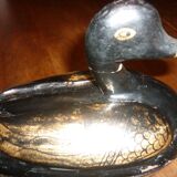 Canard en bois noir et doré