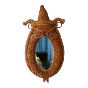 Miroir en corde et cuir