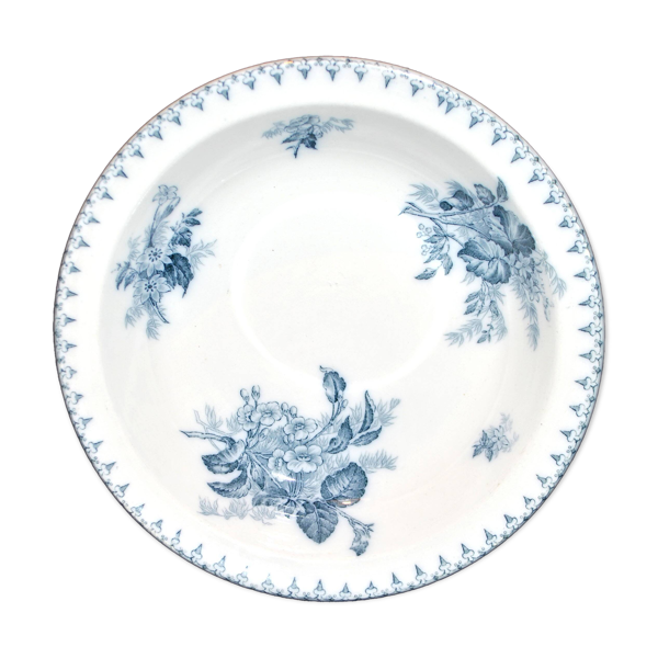 Plat creux, saladier à décor de fleurs bleues u&c Sarreguemines, service ''Flore — Beyit