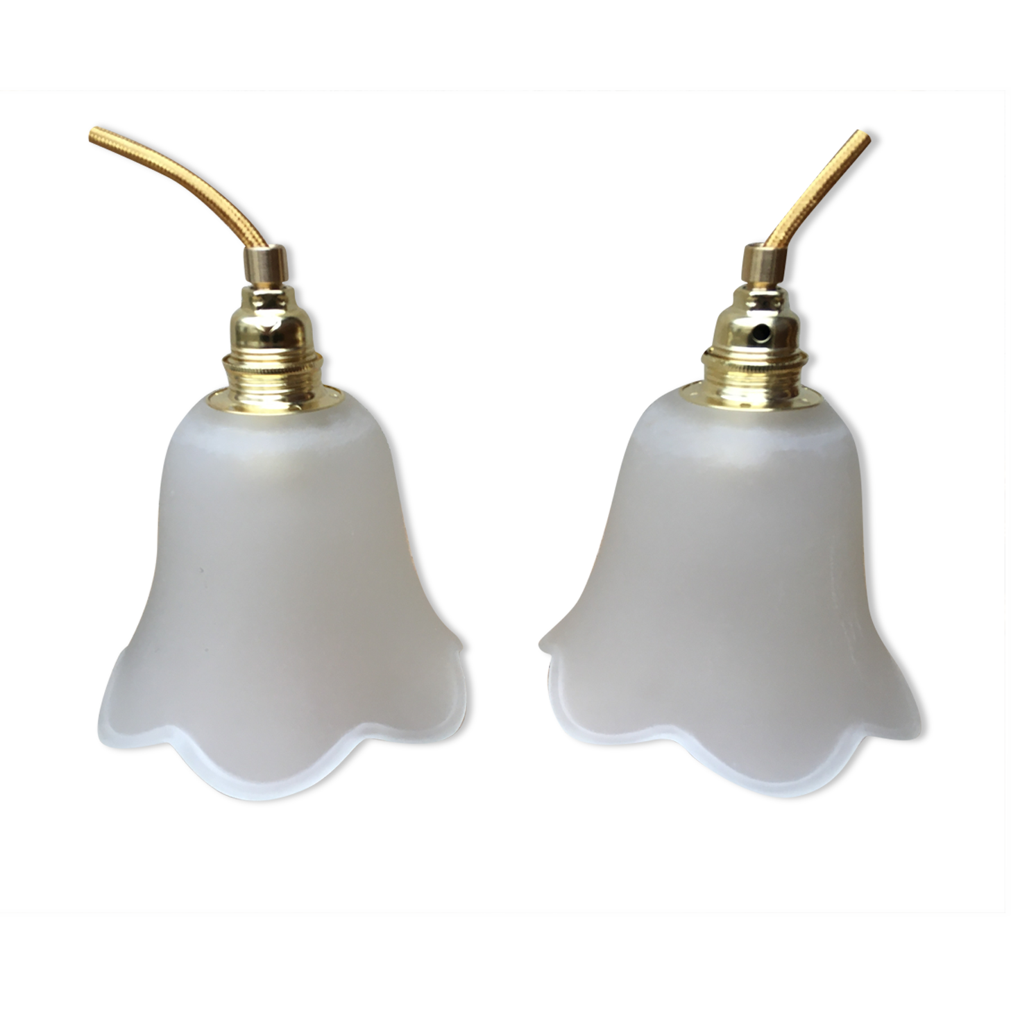 Pair of tulip lamps frosted glass