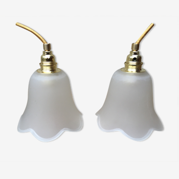 Pair of tulip lamps frosted glass