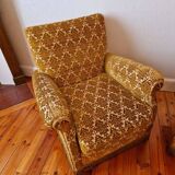 Pair of golden fringed armchairs