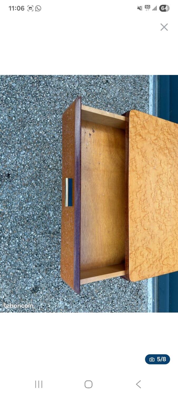 Vintage side table – 1950s/60s – burl wood & splayed legs
