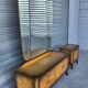 Vintage Scandinavian style dressing table with triptych mirror and bedside table.