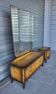 Vintage Scandinavian style dressing table with triptych mirror and bedside table.