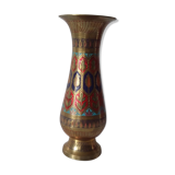 Engraved brass vase