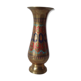 Engraved brass vase