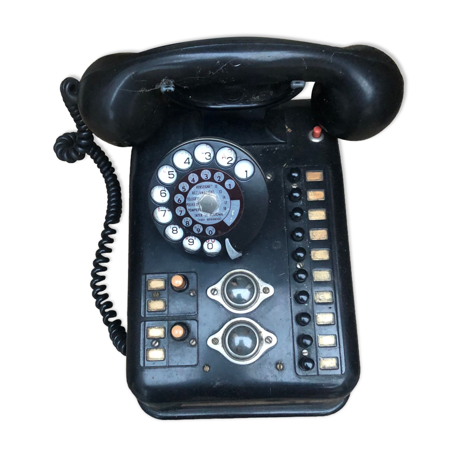 Téléphone ancien standard noir bakélite début XXe