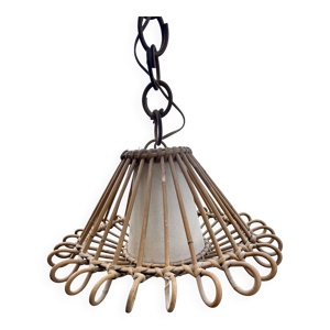 suspension vintage en - rotin