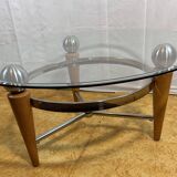 Table basse Rocket en bois et verre, 1970
