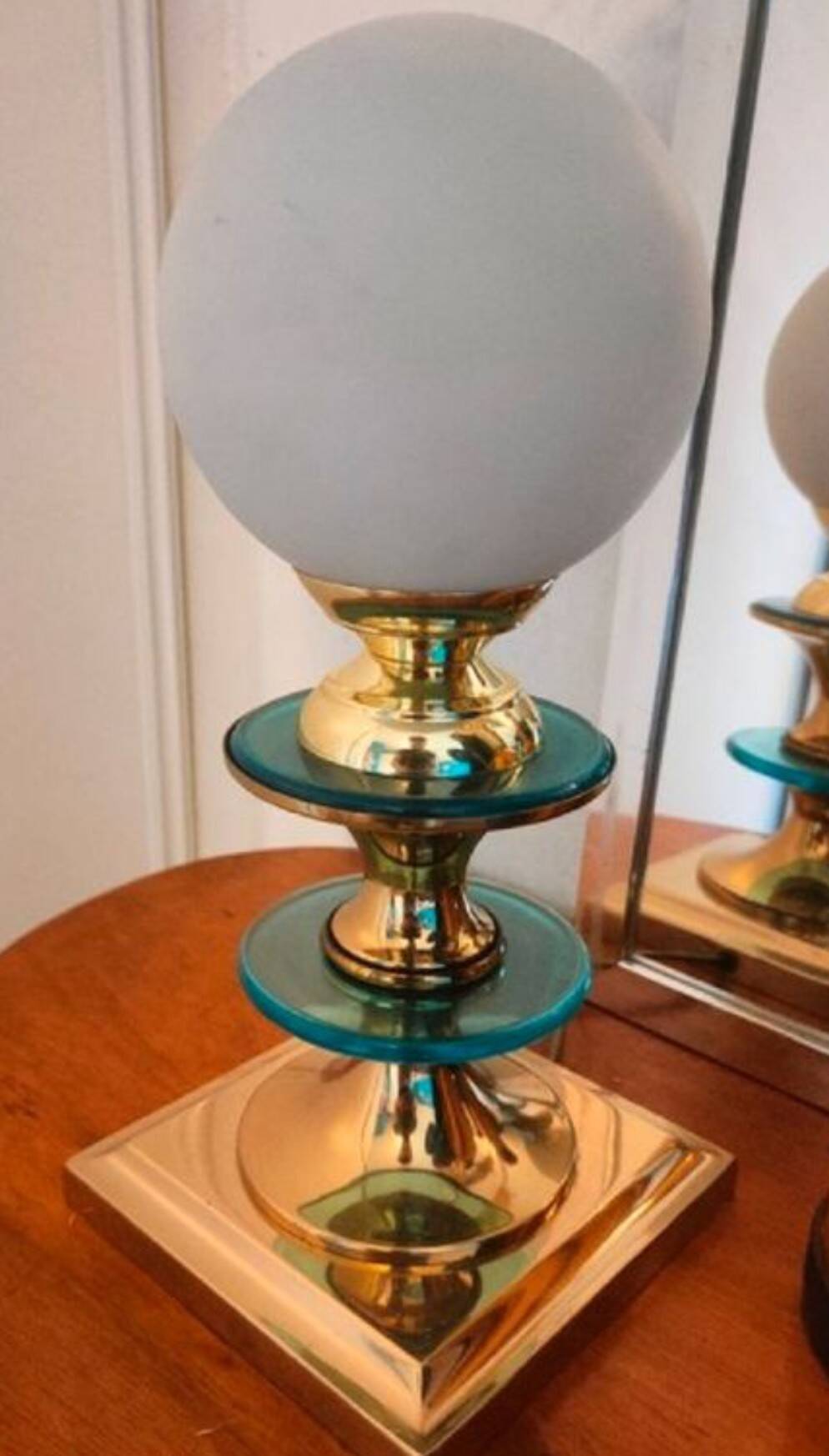 Vintage brass and plexi lamp 1980