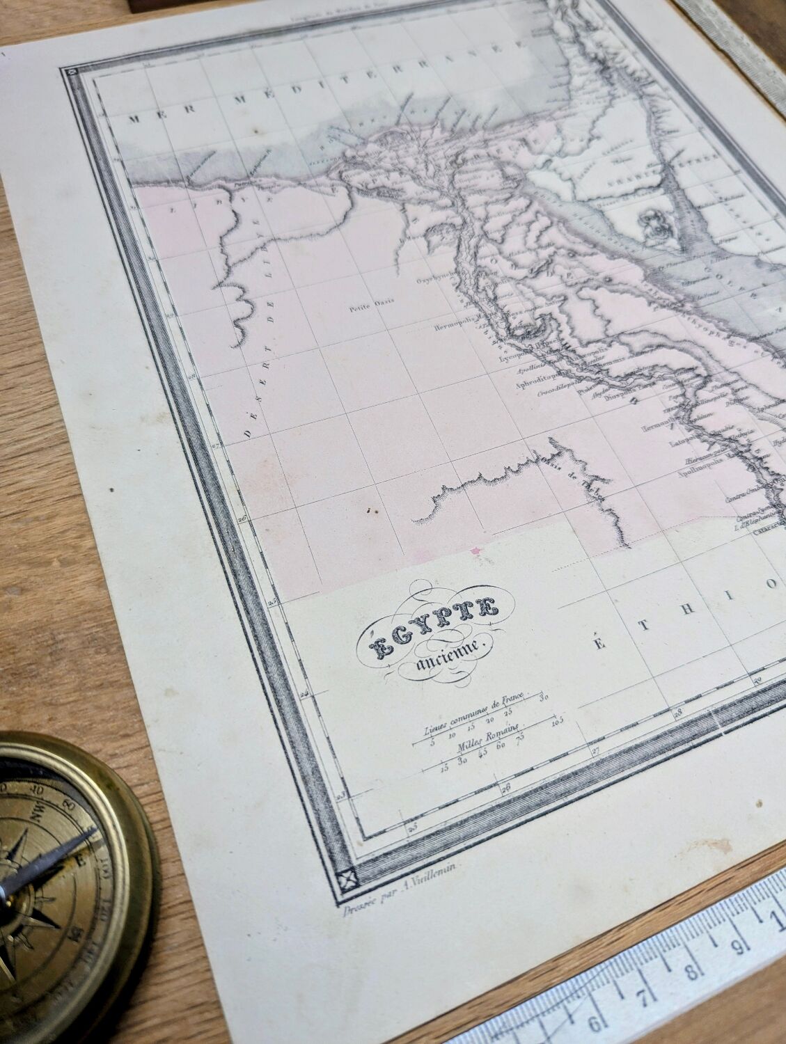 Ancient Egypt, original map printed in 1852.