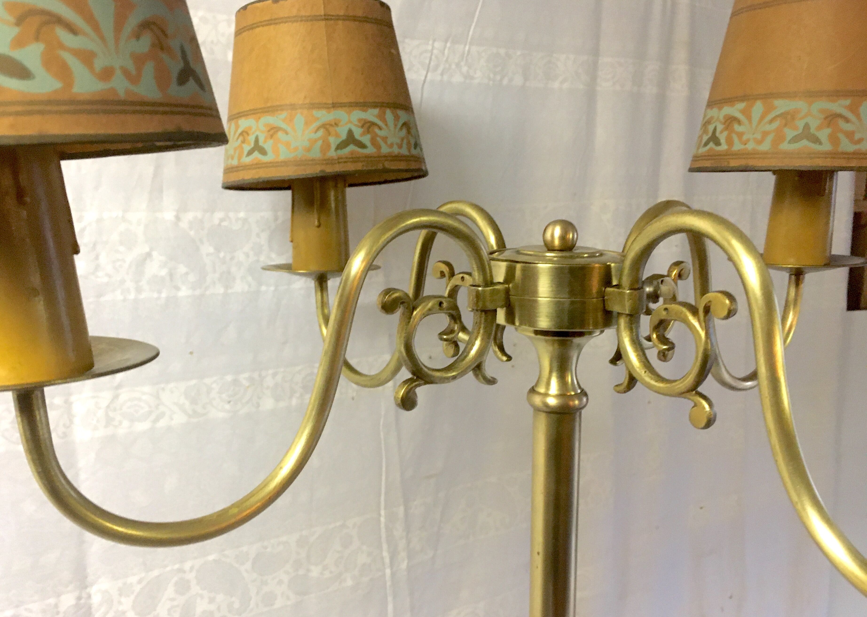 Lamppost 4 solid brass lights - mid-20th