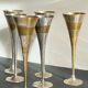 6 Vintage Silver-Plated Brass Champagne Flutes