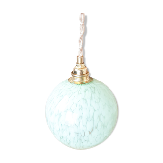 Pendant globe almond green Clichy glass vintage Clichy glass