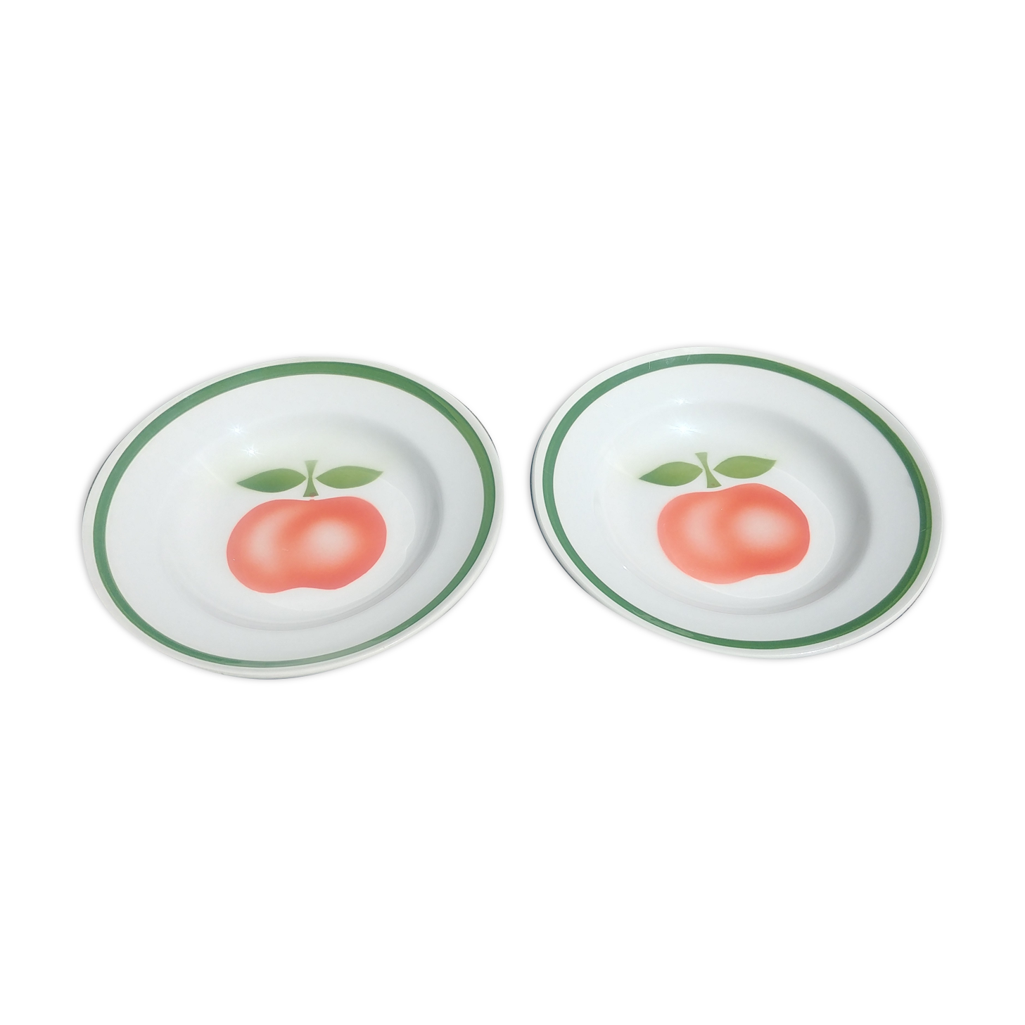 Two hollow plates Moulin des Loups apple decor