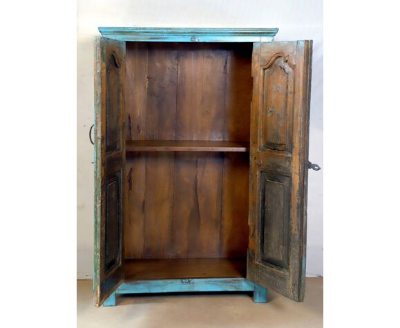 Burmese teak cabinet with original blue patina