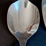 Silver-plated metal serving spoon and French fry shovel signed "Wiskmann"