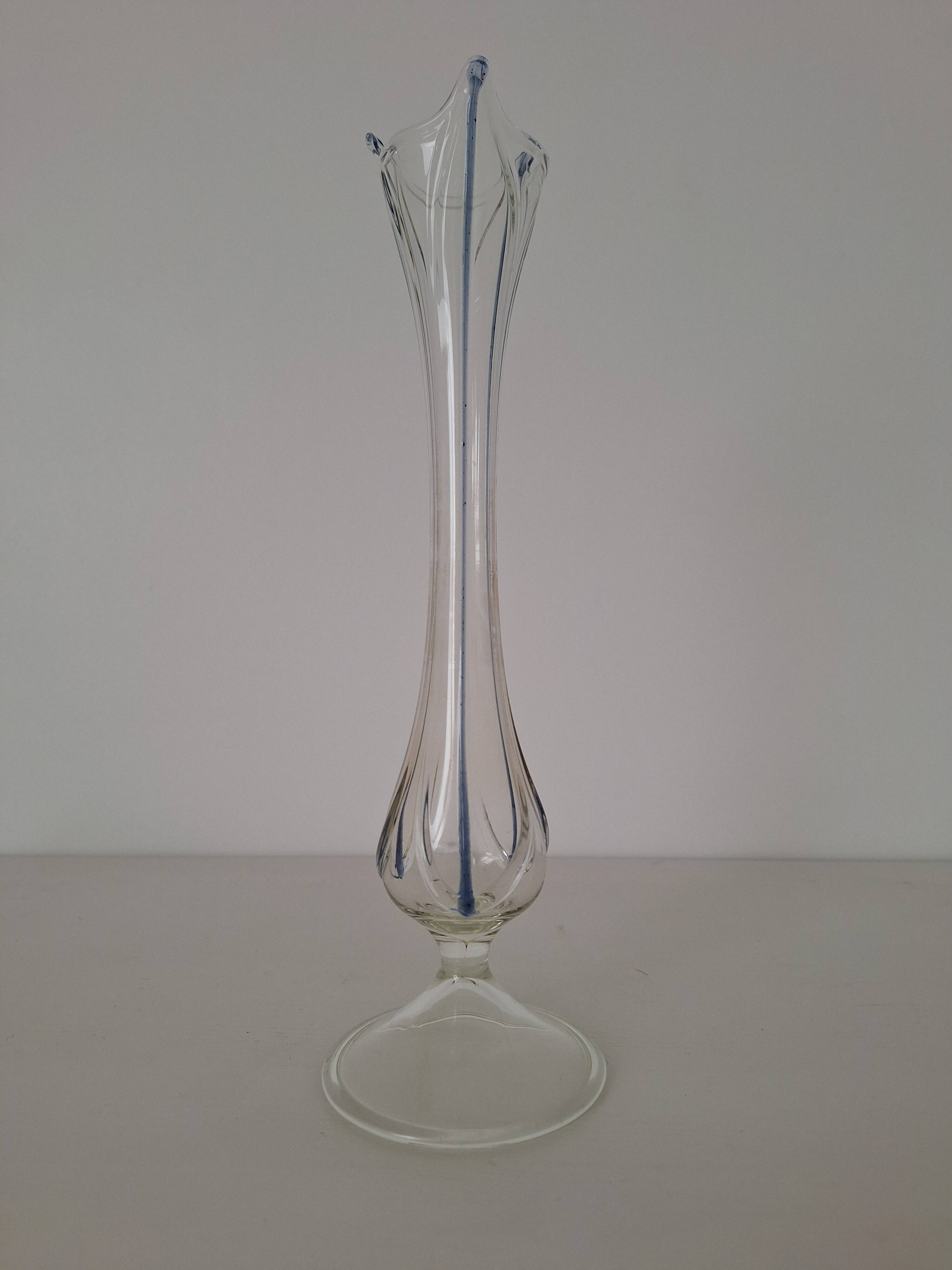 80s blue glass soliflore