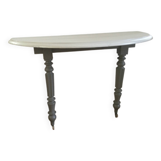Antique painted half-moon console