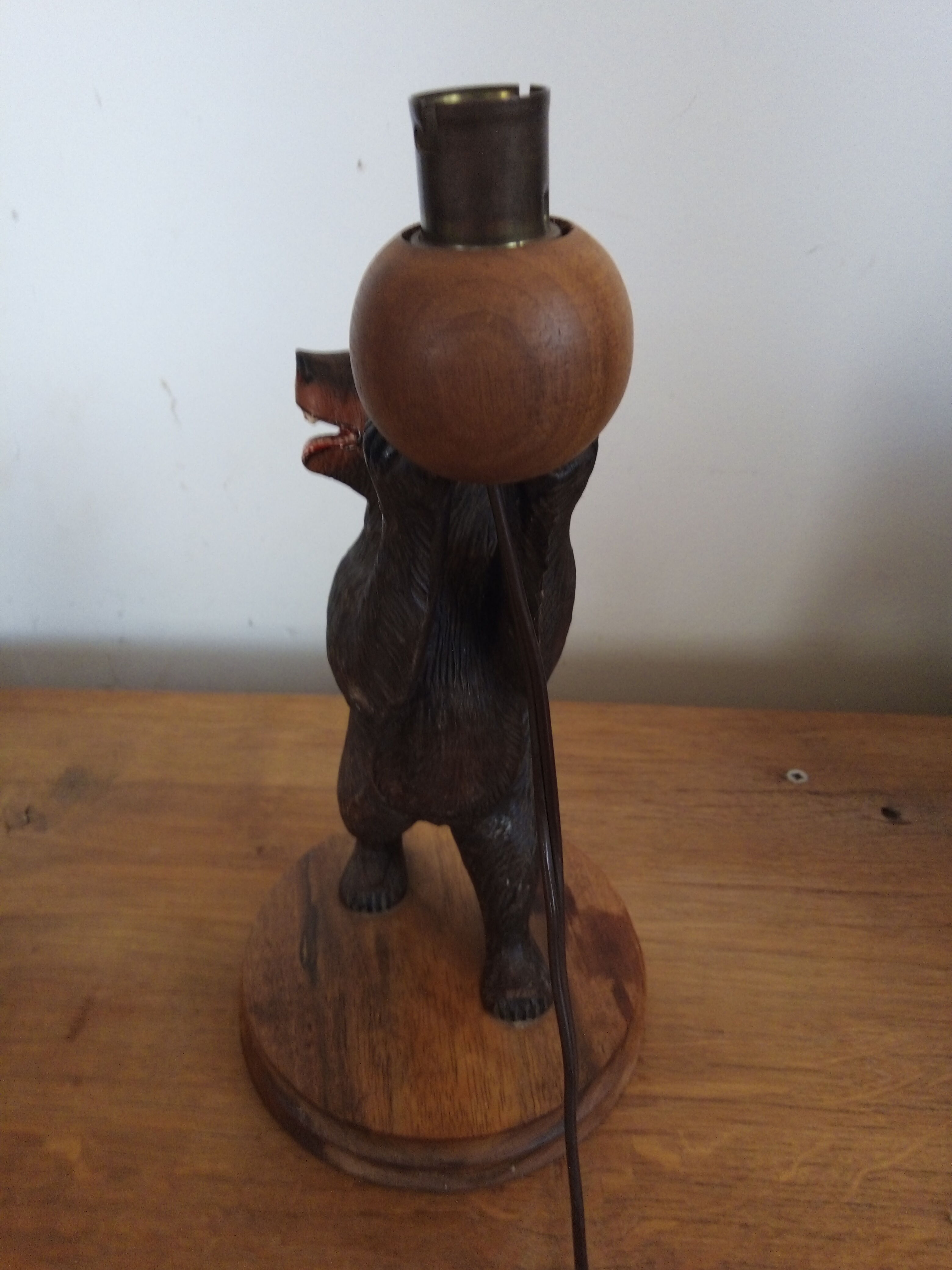 Wooden bear lamp, black forest