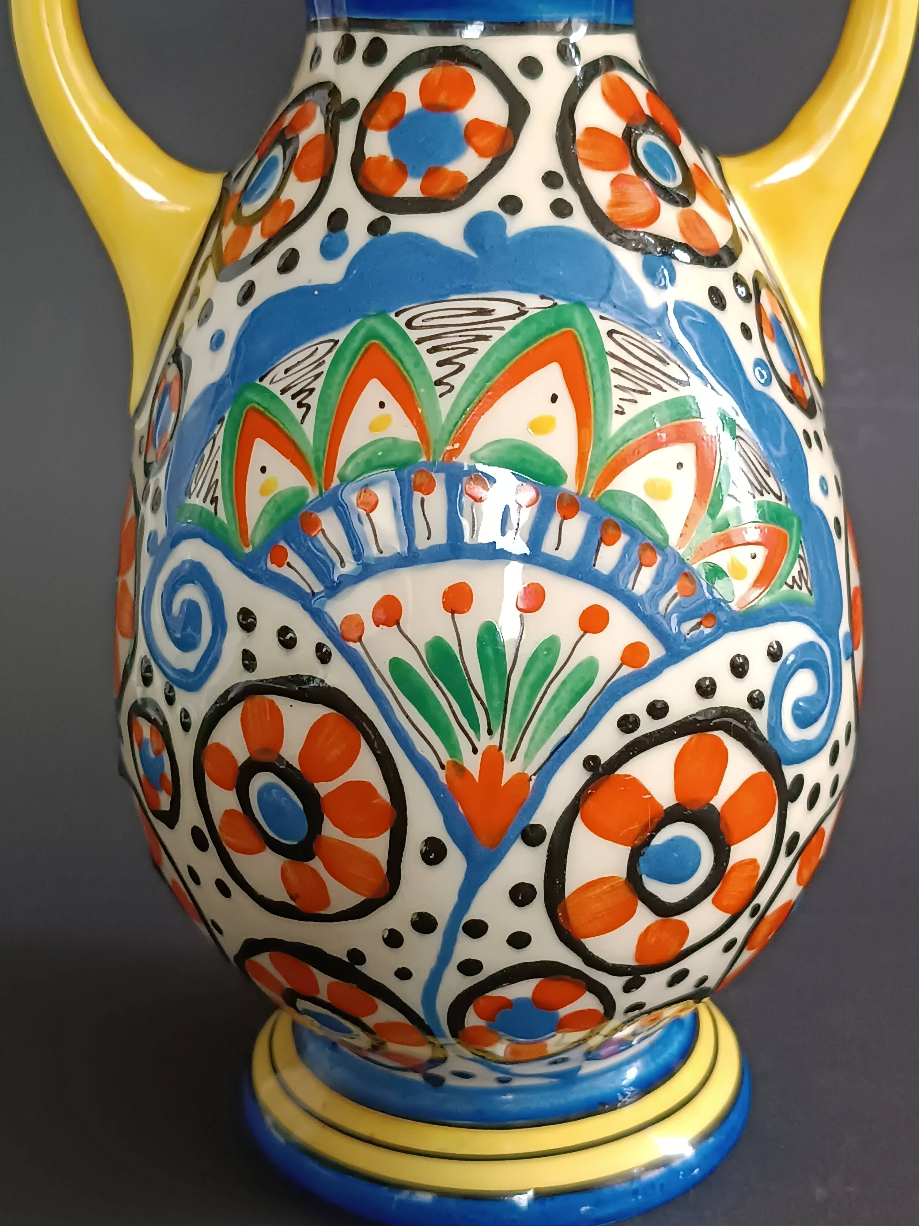 Art Deco ceramic vase by Ditmar Urbach by Lajos Kassak