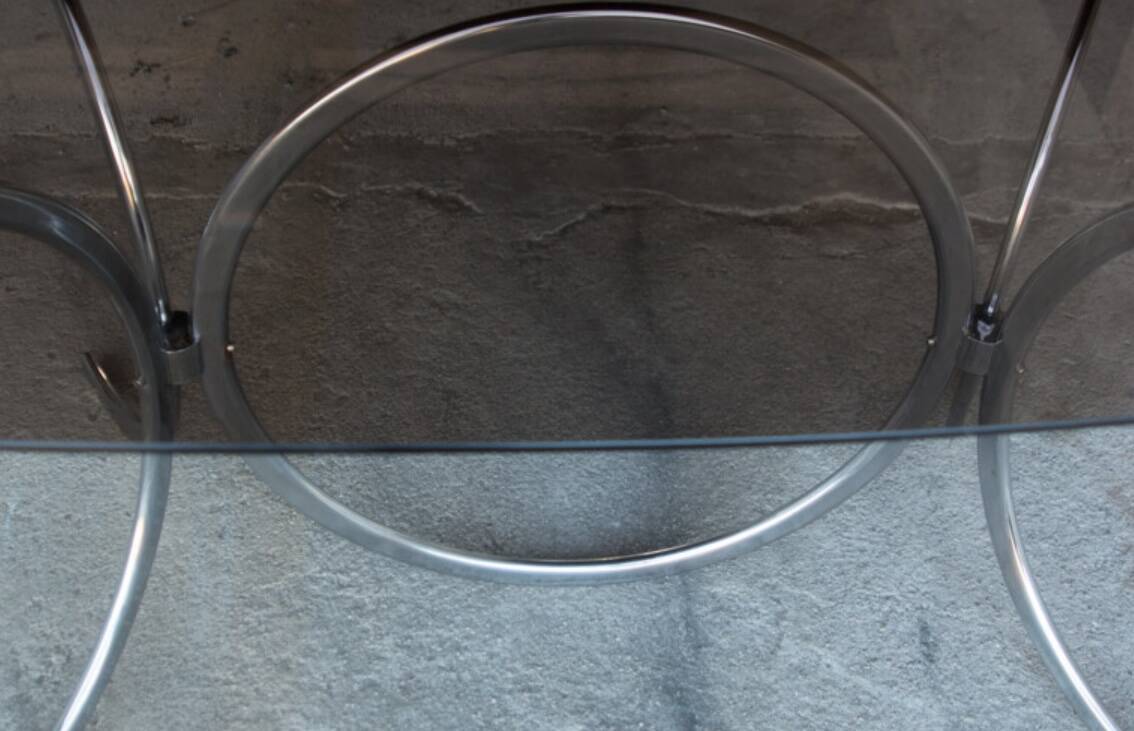 Vintage Italian glass and metal table 1970