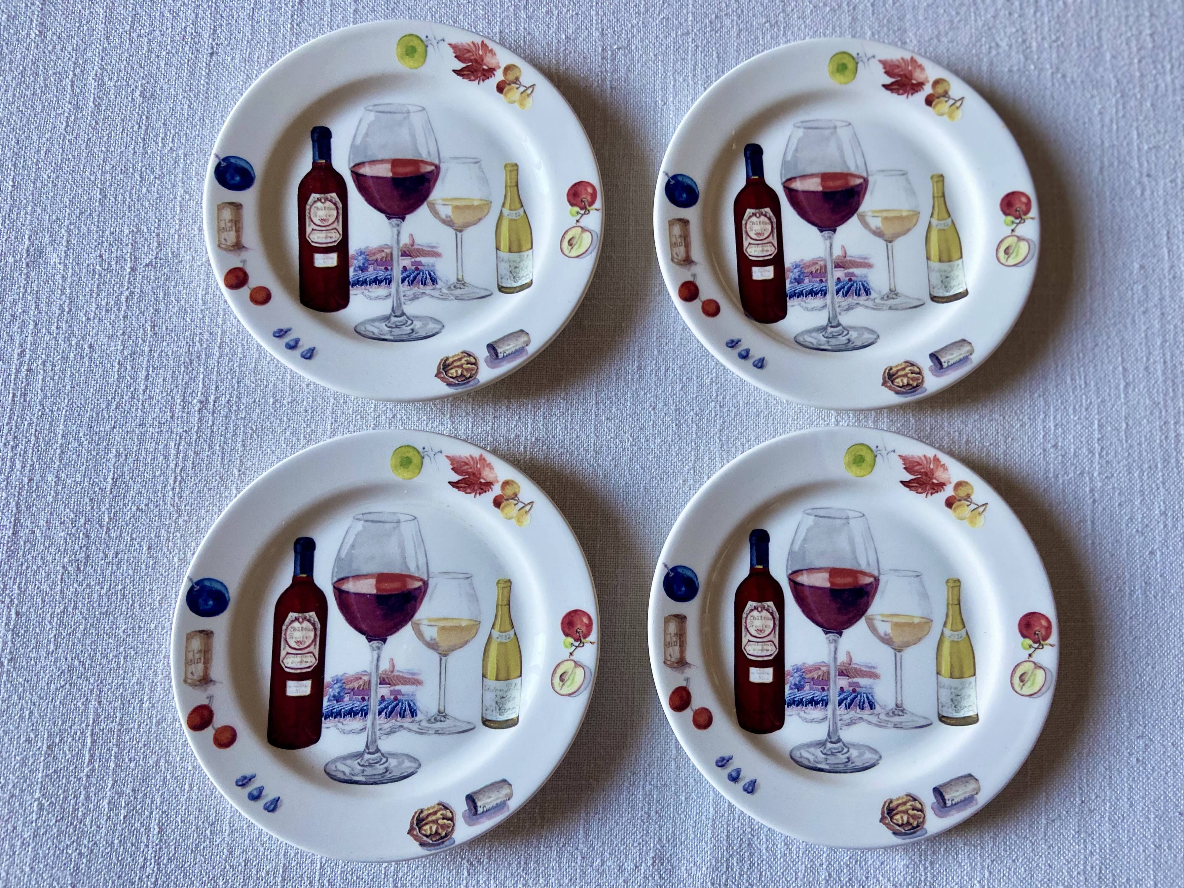 4 bread plates in Gien earthenware "Bouquet"