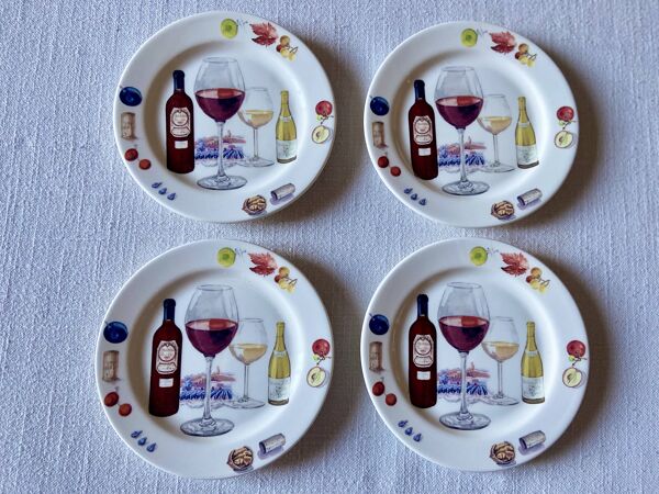 4 assiettes à pain en faïence de Gien ''Bouquet