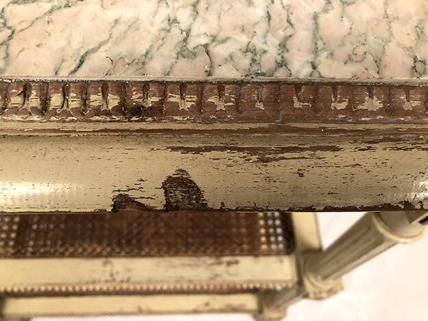 Louis XVI style server, cream lacquered wood, circa 1900