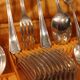 Cutlery, small spoons forks ladle silver metal CHRISTOFLE
