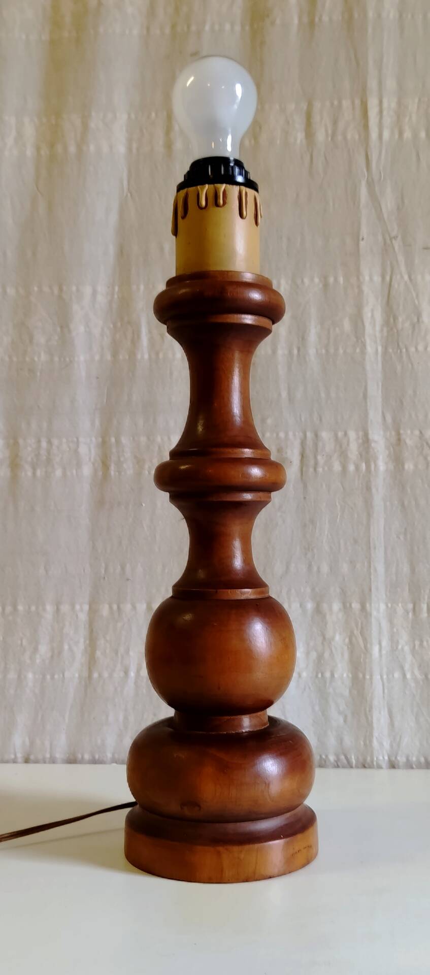 Table lamp base made of solid turned wood - mid 20th century