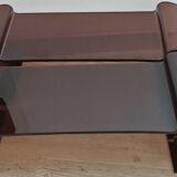 Pair of 70s design smoked plexiglass bedside tables