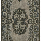 Handwoven overdyed turkish 1970s 190 cm x 302 cm grey carpet