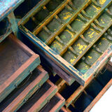 24-drawers patinated wooden workshop furniture
