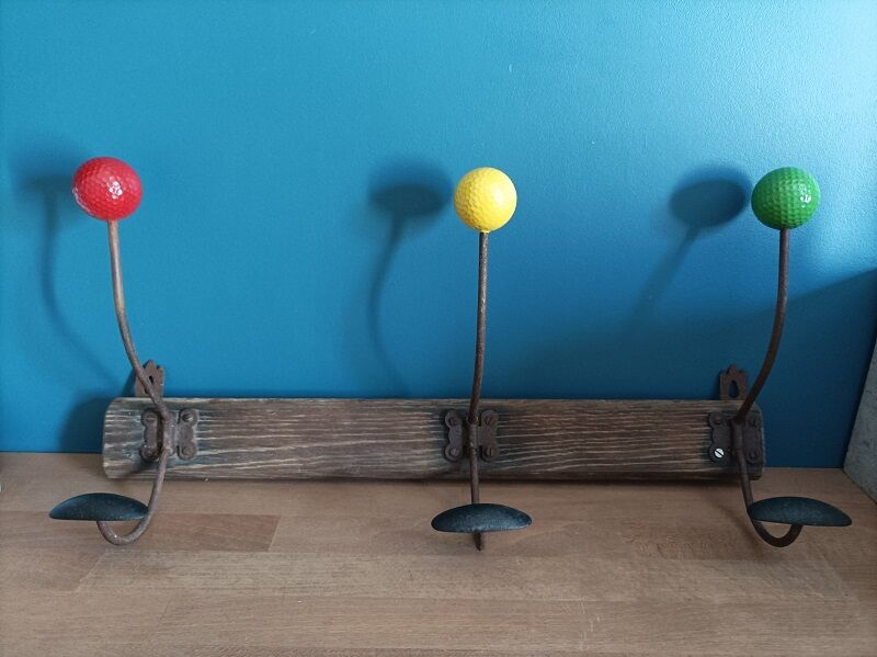 Wood and metal coat rack